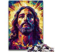 Puzzles pour Adultes et Adolescents, Puzzles vitrail Jésus, Jeu Stimulant pour Tous, pour Femmes, Cadeaux pour Hommes 50x75cm