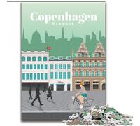 Puzzles pour Adultes et Adolescents Puzzles Voyage à Copenhague Jeu Stimulant et Jeu Familial avec des pièces entièrement emboîtables de Formes aléatoires (50x75cm) 1000 pièces