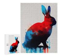 Puzzles pour Adultes Et Adolescents Rabbit Blue Red Puzzle, Jouet, Décoration Murale, Art Mural, Cadeaux d'anniversaire Et Cadeaux Uniques 500 PCS