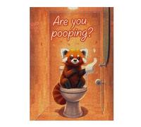 Puzzles pour Adultes Et Adolescents Red Panda Sitting on Toilet Humor Puzzles À Monter Soi-même, Jouets, Décoration Idéale, Interaction Parent-Enfant 52x38cm/1000pcs