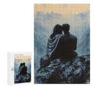 Puzzles pour Adultes Et Adolescents Romantic Couple on Mountaintop in Monochrome Style Puzzles pour Adolescents, Jeu Familial, Vacances À La Maison, Passe-Temps, Interaction Parent-Enfant 300 PCS