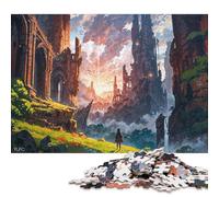Puzzles pour Adultes et Adolescents : Ruines du Coucher du Soleil, Puzzles fantastiques animés pour Adolescents, Cadeaux de Noël pour Adultes, 1 000 pièces (75 x 50 cm)