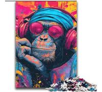 Puzzles pour Adultes et Adolescents Singe écoutant de la Musique pour Jeu éducatif Défi Jouet Collection Artistes, Beaux-Arts 70x100cm