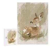 Puzzles pour Adultes Et Adolescents Sleeping Baby Deer Nursery Illustration Puzzles pour Adolescents, Jeu Familial, Vacances À La Maison, Passe-Temps, Interaction Parent-Enfant 500 PCS
