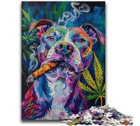 Puzzles pour Adultes et Adolescents Staffordshire Bull Terrier Fumer Soulagement du Stress Défi Difficile À Offrir en Cadeau pour Toute la Famille 50x75cm