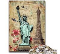 Puzzles pour Adultes et Adolescents Statue de la Liberté Jeu Stimulant Jouets à Offrir en Cadeau pour Toute la Famille à partir de 14 Ans 26x38cm
