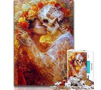 Puzzles pour Adultes et Adolescents, Style Mexicain, tête de Mort, Jouets éducatifs, Anti-Stress, pour renforcer l'amour Entre Couples (38x26cm)