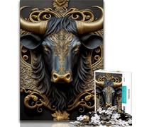 Puzzles pour Adultes et Adolescents Taureau Puzzles Art déco dorés pour Adolescents, Anti-Stress, défi Difficile, Cadeaux du Père Noël Secret (Taille 38x26cm)