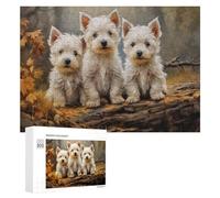 Puzzles pour Adultes Et Adolescents Three West Highland White Terrier Puppies Puzzle, Jouet, Décoration Murale, Art Mural, Cadeaux d'anniversaire Et Cadeaux Uniques 300 PCS