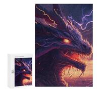 Puzzles pour Adultes Et Adolescents Thunder Dragon in Stormy Sky -1 Puzzle, Jouet, Décoration Murale, Art Mural, Cadeaux d'anniversaire Et Cadeaux Uniques 300 PCS
