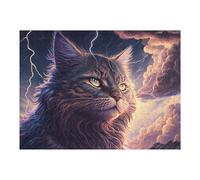 Puzzles pour Adultes Et Adolescents Thundering Cat Majesty -4 Puzzles Anti-Stress, À La Fois Amusants, Humoristiques Et Stimulants 1000pcs(52x38cm)