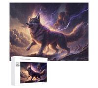 Puzzles pour Adultes Et Adolescents Thundering Wolf Fantasy Artwork -4 Puzzle, Jouet, Décoration Murale, Art Mural, Cadeaux d'anniversaire Et Cadeaux Uniques 500 PCS