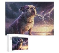 Puzzles pour Adultes Et Adolescents Thunderstorm Bulldog Majesty -1 Puzzle, Jouet, Décoration Murale, Art Mural, Cadeaux d'anniversaire Et Cadeaux Uniques 300 PCS