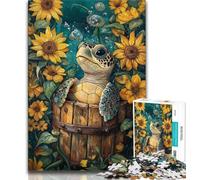 Puzzles pour Adultes et Adolescents Tortue Tournesol, 1 000 pièces, Jeu éducatif Familial, idéal pour la décoration de Bureau (Taille 38x26cm)