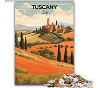 Puzzles pour Adultes et Adolescents Toscane Italie Voyage Imprimer Difficile à compléter mais Amusant et Humoristique avec Affiche Assortie et Feuille de Questions (38x52cm) 1000 pièces