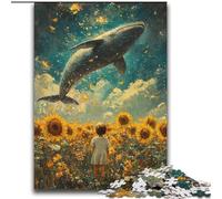 Puzzles pour Adultes et Adolescents Tournesols et Baleines Difficile à compléter mais Amusant et Humoristique Anniversaire Unique et Cadeaux 70x100cm
