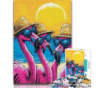 Puzzles pour Adultes et Adolescents Trois Flamants Roses, Jeu éducatif Familial, décoration Murale, Cadeaux d'anniversaire et de Noël Uniques (38x26cm)