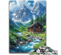 Puzzles pour Adultes et Adolescents Une Ville sous Les Montagnes enneigées Difficile à compléter mais Amusant et Humoristique Anniversaire Unique et Cadeaux 26x38cm