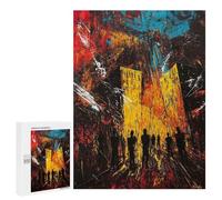 Puzzles pour Adultes Et Adolescents Urban Inferno - Expressionist Cityscape in Chaos Puzzles pour Adultes, Jeu Familial Difficile, Défi Idéal comme Cadeau 500 PCS