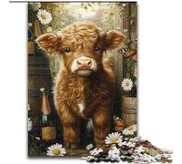 Puzzles pour Adultes et Adolescents Vache des Highlands, Jeu Familial Anti-Stress, défi Difficile, renforce l'amour Entre Couples (Taille 50x75cm)