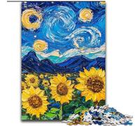 Puzzles pour Adultes et Adolescents Van Gogh Tournesols la Nuit, adaptés aux Personnes de 14 Ans et Plus Jeux éducatifs Cadeaux Secret Santa (Taille 26x38cm)