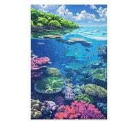 Puzzles pour Adultes Et Adolescents Vibrant Coral Reef Ecosystem Illustration Puzzles pour Adultes Jeux De Société en Famille Loisirs À La Maison Interaction Parent-Enfant 75x50cm/1000pcs