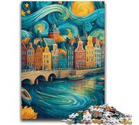 Puzzles pour Adultes et Adolescents Ville sous Le Ciel Nocturne, Jeu Stimulant pour Tous, pour Femmes et Hommes, Cadeaux 50 x 75 cm