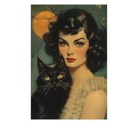 Puzzles pour Adultes Et Adolescents Vintage Halloween Witch Puzzles pour Adultes, Jouets, Décoration Murale, Cadeau d'anniversaire, Interaction Parent-Enfant 75x50cm/1000pcs