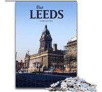 Puzzles pour Adultes et Adolescents Visitez Leeds Difficile à compléter mais Amusant et Humoristique avec Affiche et Feuille de Questions correspondantes (50x75cm) 1000 pièces