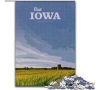 Puzzles pour Adultes et Adolescents Visitez l'Iowa Difficile à compléter mais Amusant et Humoristique avec Une Affiche correspondante et Une Feuille de Questions (50x75cm) 1000 pièces