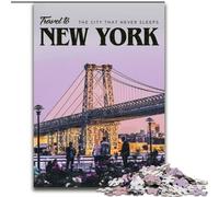 Puzzles pour Adultes et Adolescents Visitez New York Difficile à compléter mais Amusant et Humoristique avec Une Affiche correspondante et Une Feuille de Questions (50x75cm) 1000 pièces