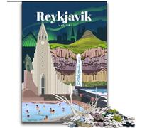 Puzzles pour Adultes et Adolescents Voyage en Islande Difficile à compléter mais Amusant et Humoristique avec Affiche Assortie et Feuille de Questions (38x52cm) 1000 pièces