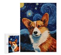 Puzzles pour Adultes Et Adolescents Welsh Corgi Starry Night Puzzle, Jouet, Décoration Murale, Art Mural, Cadeaux d'anniversaire Et Cadeaux Uniques 500 PCS