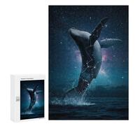 Puzzles pour Adultes Et Adolescents Whale Breaching in Starry Night Sky Puzzles pour Adolescents, Jeu Familial, Vacances À La Maison, Passe-Temps, Interaction Parent-Enfant 300 PCS