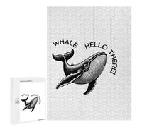 Puzzles pour Adultes Et Adolescents Whale Hello There! Black and White Puzzles pour Adolescents, Jeu Familial, Vacances À La Maison, Passe-Temps, Interaction Parent-Enfant 500 PCS