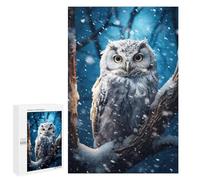 Puzzles pour Adultes Et Adolescents White Owl in Snow Puzzle, Jouet, Décoration Murale, Art Mural, Cadeaux d'anniversaire Et Cadeaux Uniques 1000 PCS