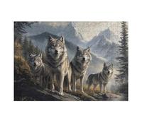 Puzzles pour Adultes Et Adolescents Wolf Pack in Mountain Landscape Puzzles pour Adultes, Jouets À Monter Soi-même, Modèles À Assembler, Cadeaux d'anniversaire Et Cadeaux Uniques 1000pcs(38x26cm)