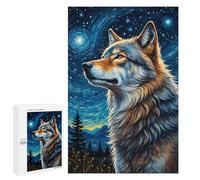 Puzzles pour Adultes Et Adolescents Wolf Starry Night Puzzle, Jouet, Décoration Murale, Art Mural, Cadeaux d'anniversaire Et Cadeaux Uniques 1000 PCS