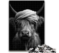 Puzzles pour Adultes et Adolescents, Yak Noir et Blanc, Anti-Stress, défi Difficile, à Offrir en Cadeau à Toute la Famille, 26x38cm