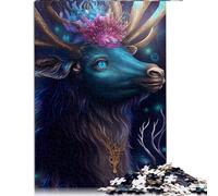 Puzzles pour Adultes et Enfants, cerf à Fleurs, Puzzle en Carton, Jouet de défi, 26x38cm, Puzzle pour Adultes