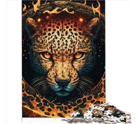 Puzzles pour Adultes et Enfants Tête de léopard de feu 1000 pièces Le Puzzle pour Adultes pour Adultes est idéal comme Cadeau pour Toute la Famille Puzzles Cadeaux （26x38 cm）
