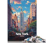 Puzzles pour adultes et garçons New York Cityscape avec Empire State Building 1000 pièces Puzzle en papier pour adultes Puzzles amusants pour les familles Jeux 38x26 cm/1000 pièces