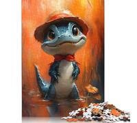 Puzzles pour Adultes et Jeu de Puzzle 500 pièces en Bois représentant Un Alligator Mignon avec Un Chapeau, pour Adultes et pour Les 18 Ans et Plus, Jeu de réflexion (52 x 38 cm)