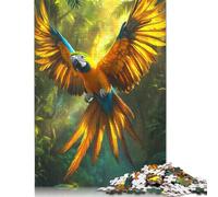 Puzzles pour Adultes et Jeu de Puzzle de 500 pièces représentant Un Ara majestueux Tropical dans la forêt Tropicale. Puzzle en Bois pour Les 18 Ans et Plus. Jeu de réflexion (52 x 38 cm).