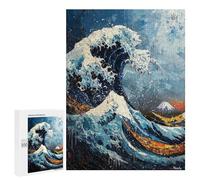Puzzles pour Adultes Expressionist The Great Wave - Bold Contemporary Art Reinterpretation Puzzle : Jeu Manuel Amusant Et Humoristique, Cadeau d'anniversaire, Cadeaux, 500 PCS