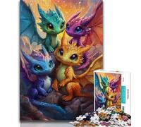 Puzzles pour Adultes Fantasy Dragon Baby 1000 pièces pour Adolescents Collection de Jeux intellectuels Beaux-Arts 38x26cm