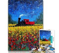 Puzzles pour Adultes Fantasy Train 1000 pièces, Difficiles à compléter mais Amusants et Humoristiques avec Affiche et fiche de Questions-réponses Assorties 38x26cm