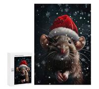 Puzzles pour Adultes Festive Mouse Christmas Puzzles pour Adolescents, Jouets Anti-Stress, Décoration Murale, Cadeaux Uniques pour Anniversaire Et Noël 300 PCS