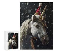 Puzzles pour Adultes Festive Unicorn Christmas Puzzles pour Adolescents, Jouets Anti-Stress, Décoration Murale, Cadeaux Uniques pour Anniversaire Et Noël 300 PCS
