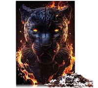 Puzzles pour Adultes Fiery Flames Black Panther Puzzles en Bois Puzzles Amusants pour Adultes 1000 pièces Family Fun Jigsaws Puzzles 29.5" x 19.7"/75 * 50cm.